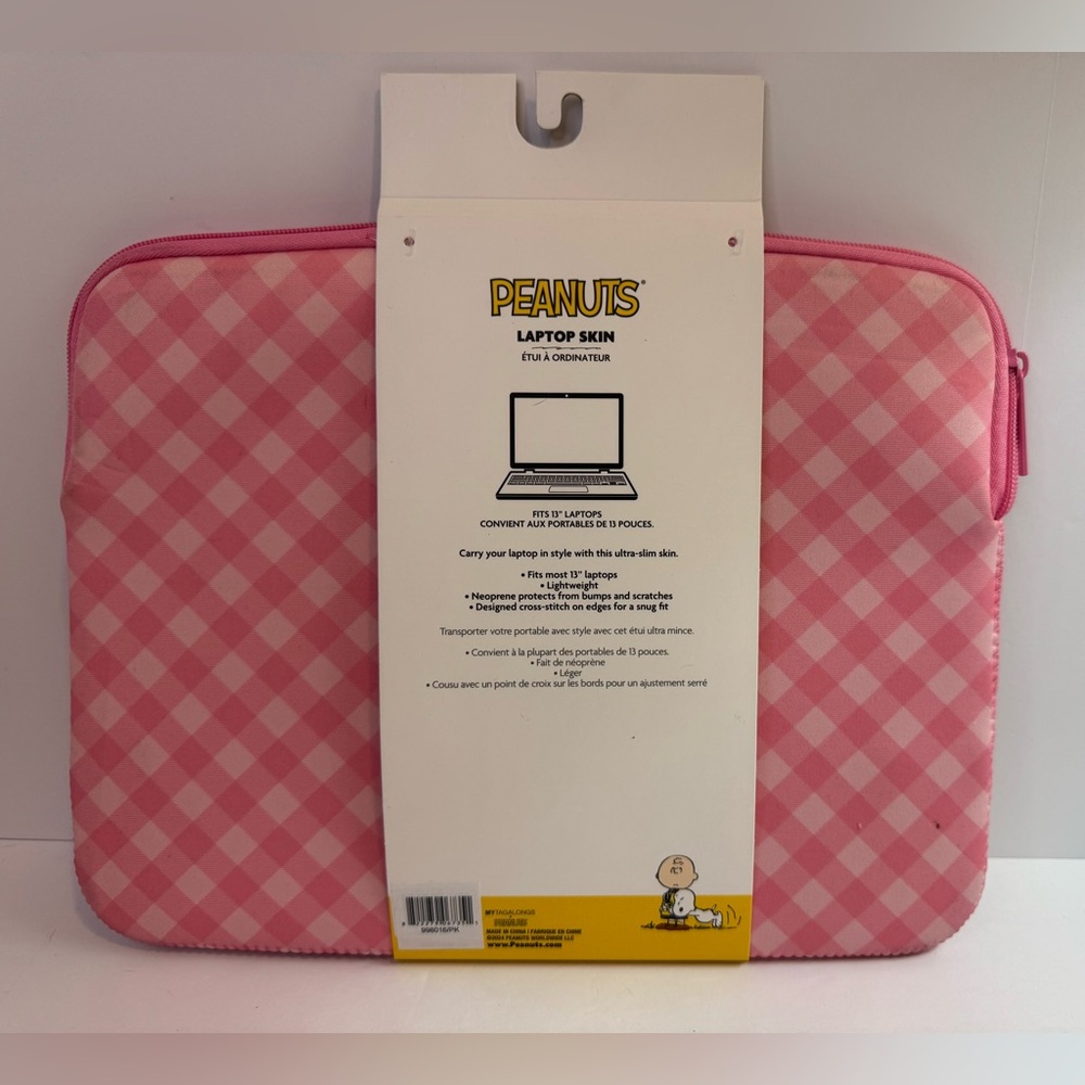 Peanuts “Good Grief” Pink Checkered 13” Laptop Skin - Picture 3 of 3